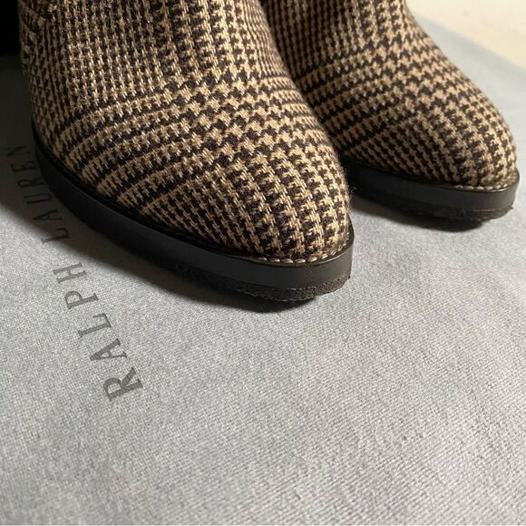 Ralph Lauren Fall 2021 Brown Glen Plaid Wool Flannel Jaylen Bootie - Picture 6 of 16